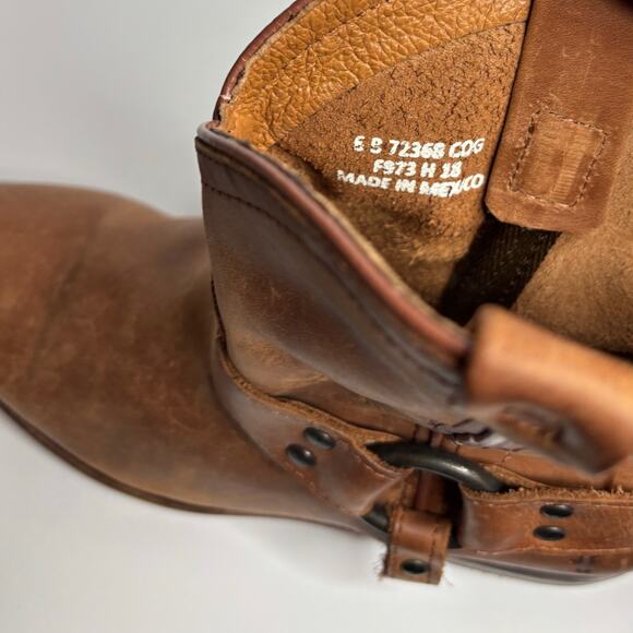 Frye Wyatt Harness Short Leather Boots in Cognac - Picture 8 of 8